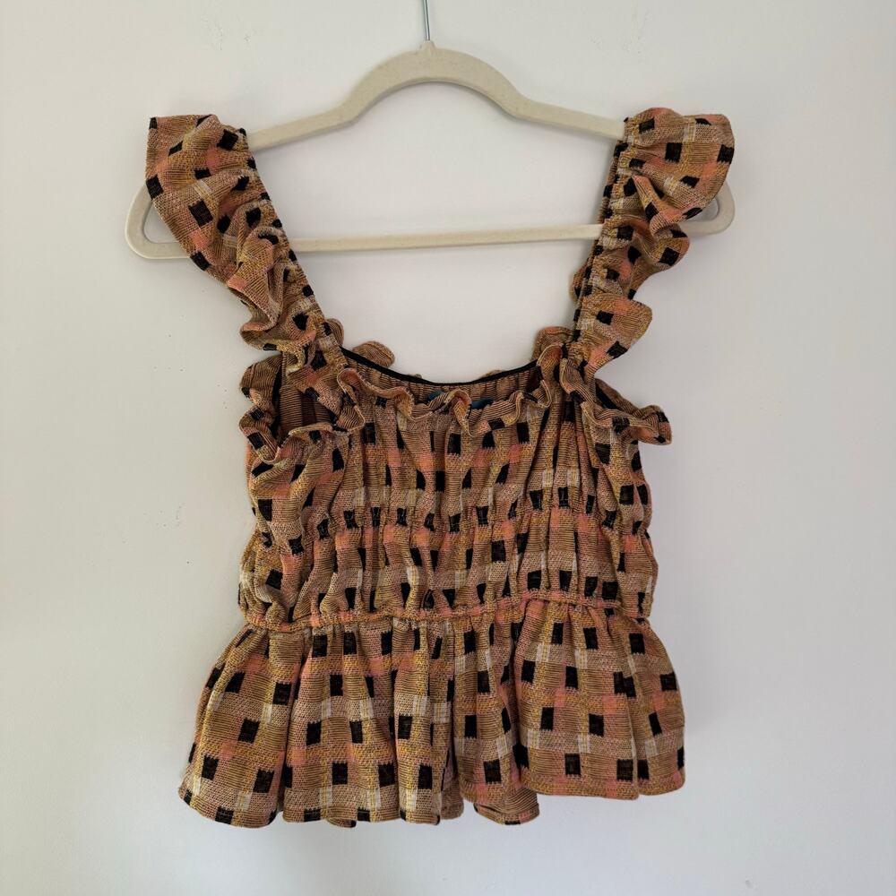 Eva Franco Plaid Ruffle Tank Top - Picture 2 of 7
